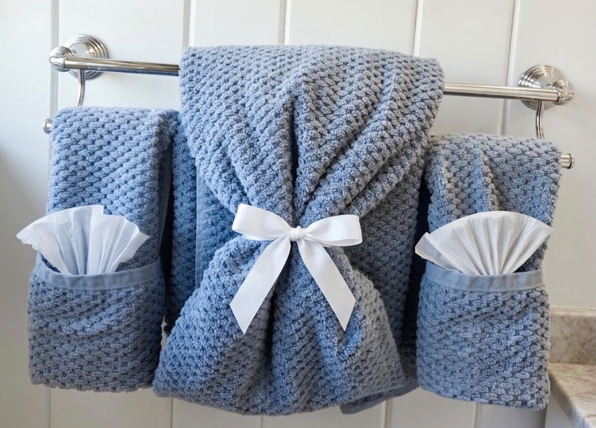 Structured and clean bathroom towel styling